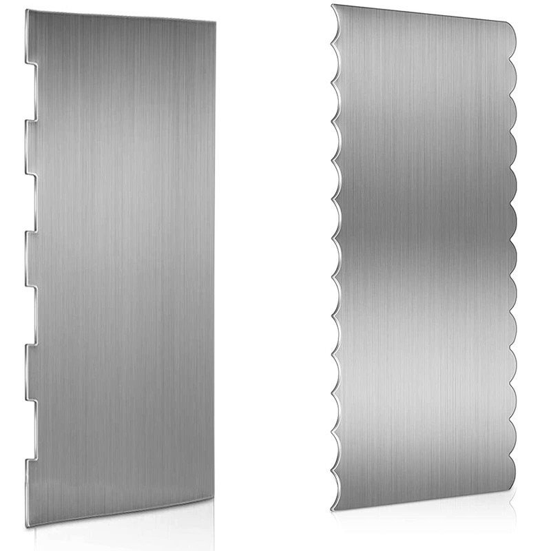 2 Pieces Stainless Steel Cake Scraper 9 Inch Large Cake Smoother Scraper Contour