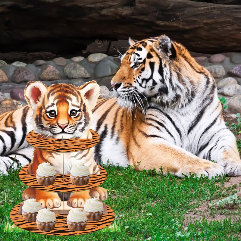 Tiger Cupcake Stand 3Tiers Party Cupcake Holder Tiger Birthday Party Decorati... gallery