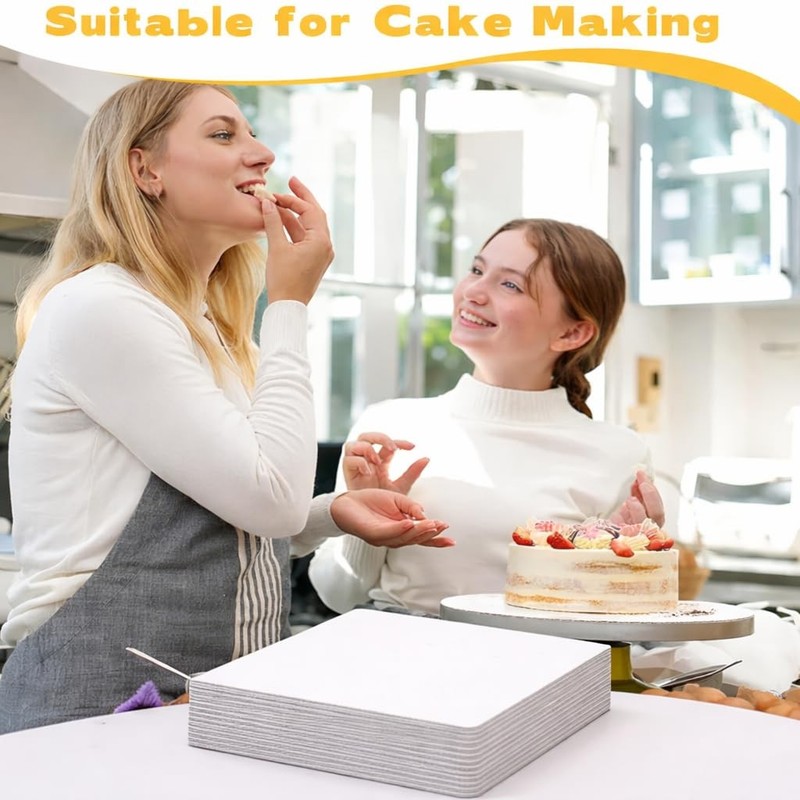White Square Cake Boards 12 Inch Base Food Grade Cardboard Plate Sturdy 25 PCS gallery