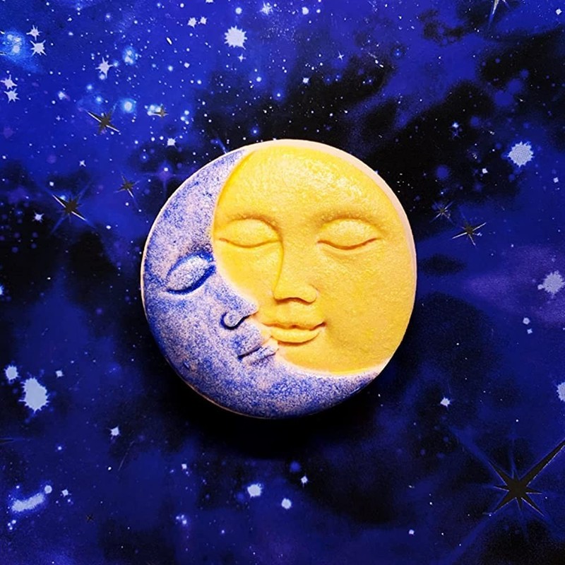 Hedume 3 Pack Sun & Moon Silicone Soap Molds, 4 Cavity & Face Purple gallery