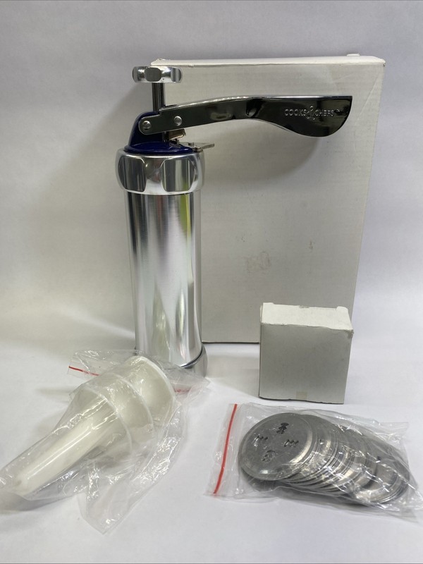 Cooks & Chefs Metal Cookie Press Decorator Set 20 Metal Disks No Manual