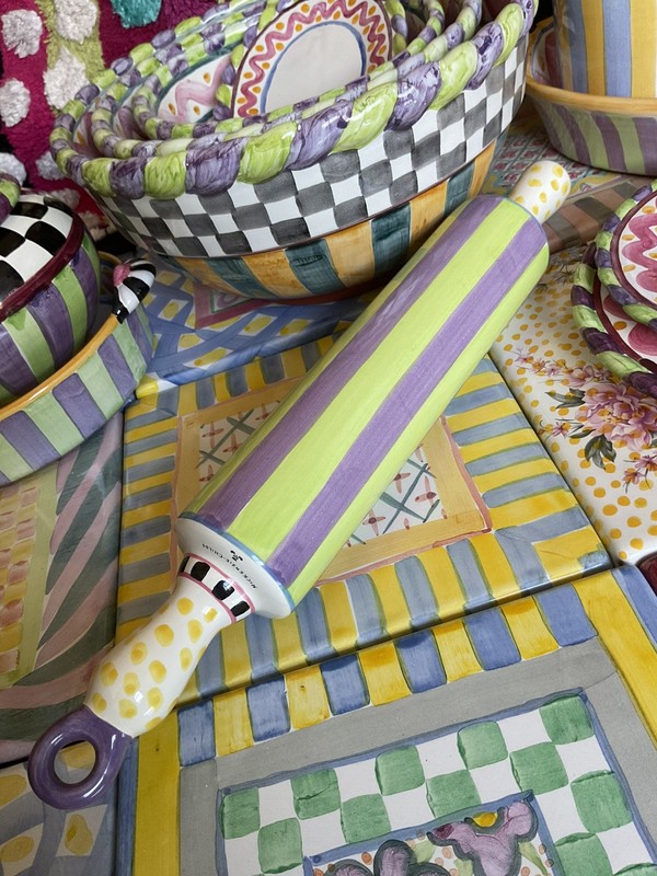 MACKENZIE-CHILDS Ceramic Piccadilly Rolling Pin