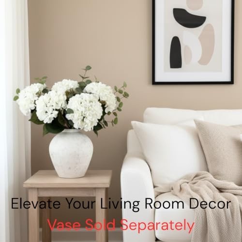 Real Touch White Faux Hydrangea & Eucalyptus Arrangement - White Hydrangea gallery