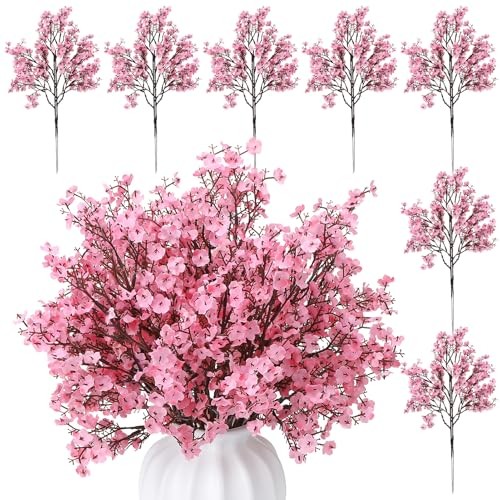 21 Stems Babys Breath Artificial Flowers, 5 Branches Per Stem Spring Decor Pink gallery