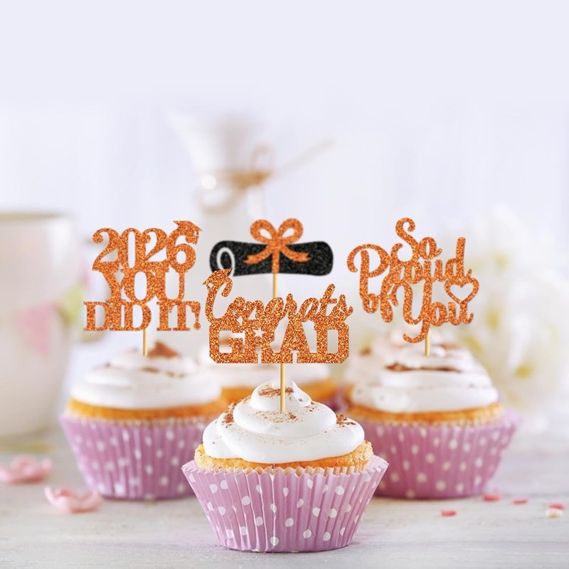 40Pcs Graduation Cupcake Toppers 2026 Pre-Assembled Graduation Cupcake Toppers gallery