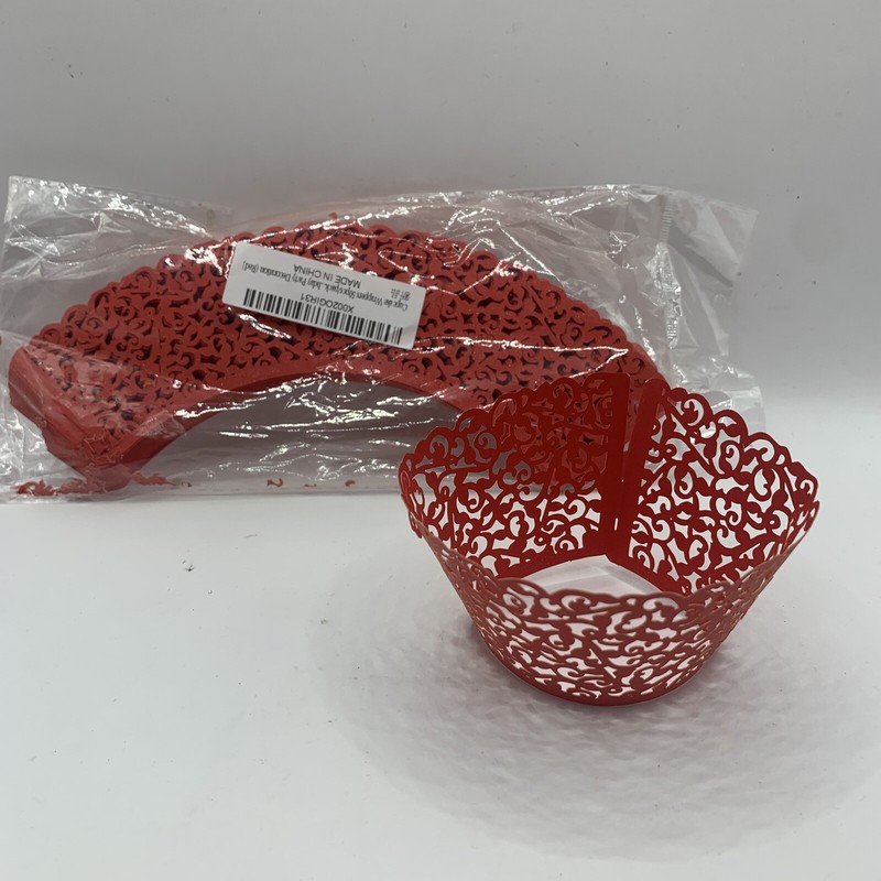 50 Pc Cupcake Wrappers Lace Cupcake Liners Laser Cut Artistic Bake Cake Pape…