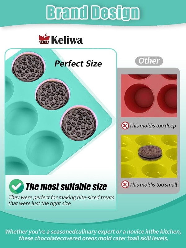 2 Pcs Oreo Chocolate Cookie Silicone Molds, 12-Cavity Round Silicone Mold, Ba... gallery