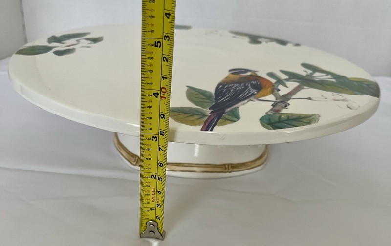 Round White Ceramic Bird Elevated Cake Plate/Stand Desserts Houseware gallery