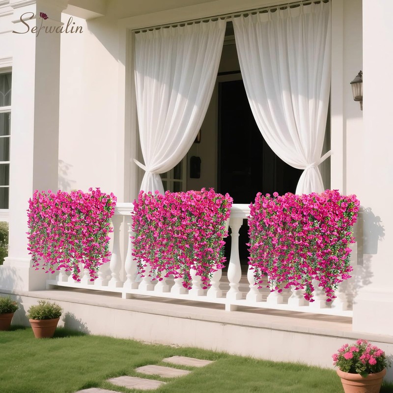 Serwalin Artificial Hanging Flowers For Outdoors Decoration 8Pcs Uv Realistic gallery
