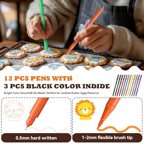 Edible Markers for Cookies Decorating – Food Coloring 12 Count (Multicolor) gallery