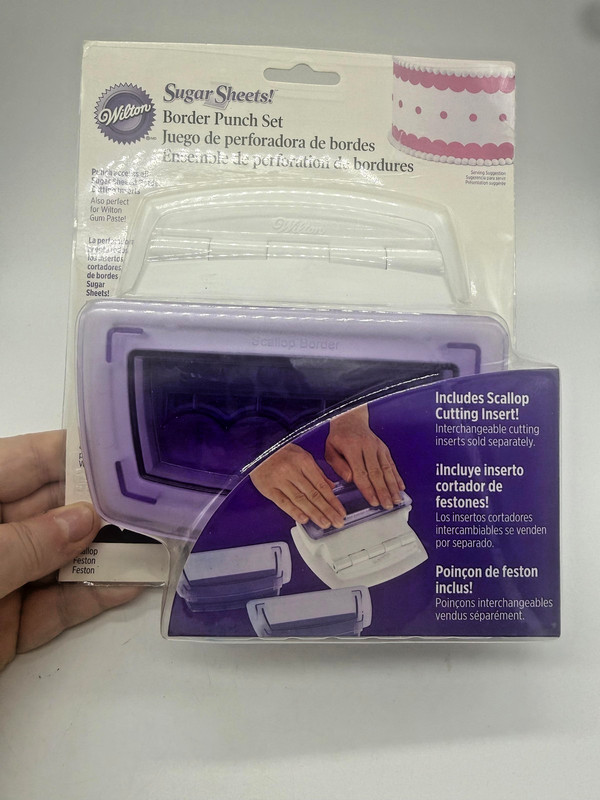 Wilton Sugar Sheets Border Punch Set Scallop Insert Purple Cake Stencil