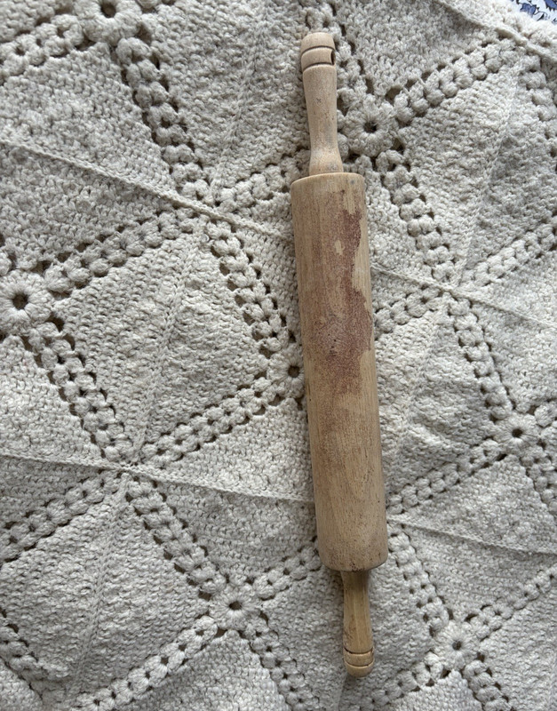 Wood Plain Rolling Pin With Handles Brown Solid/Plain vintage see pictures