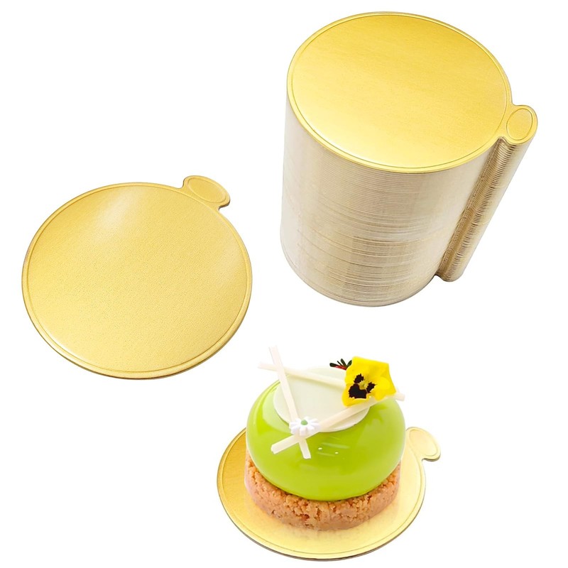 100 PCS 3.5 Inch Gold Mini Round Cake Boards Mousse Cupcake Base Plates