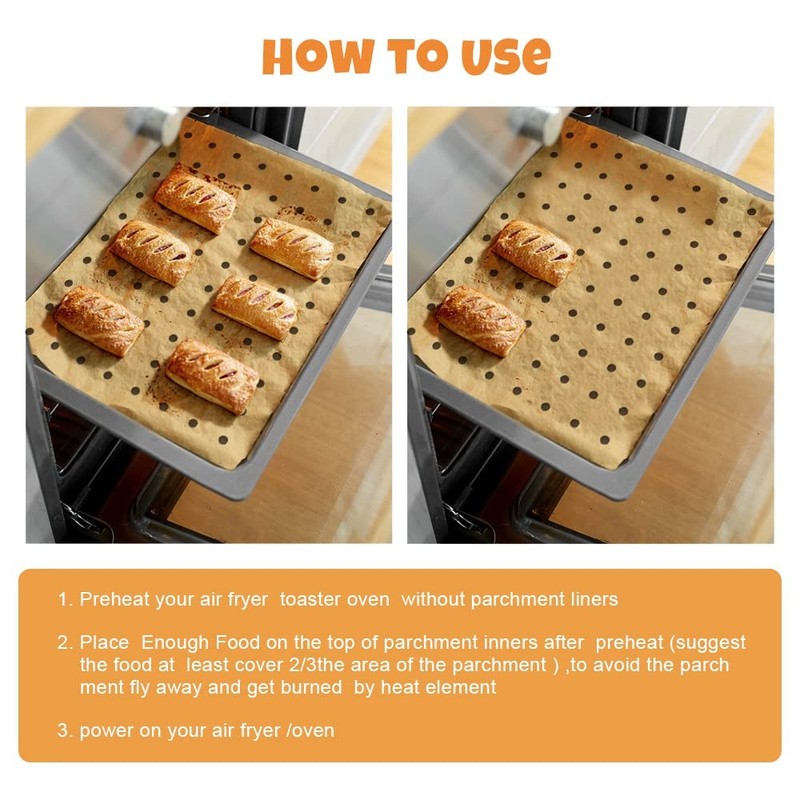 Air Fryer Disposable Parchment Paper Liners: 150pcs 9x11inch, Unbleached gallery