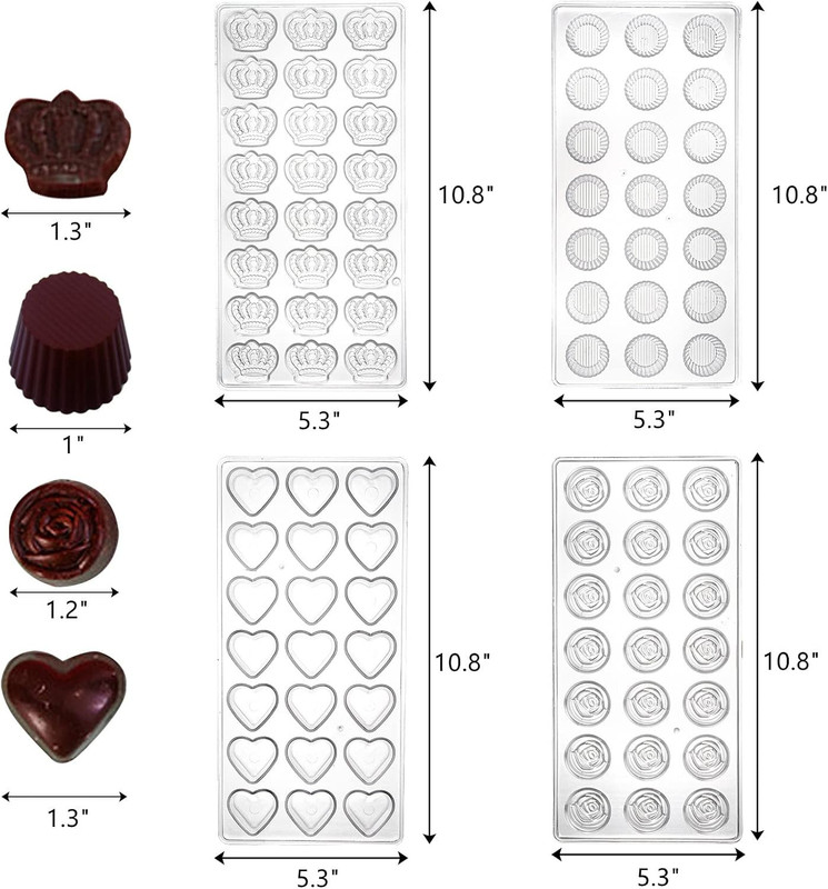 4 Pack 87 Grids Polycarbonate Chocolate Mold, Candy Making Mold, DIY Mold Cookie gallery