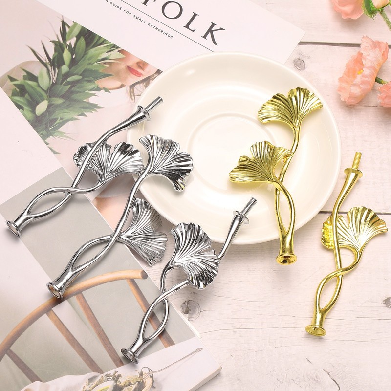 2 Tiers Cake Tray Stand Handle Metal Holder for Cake Plate Gold Flower gallery