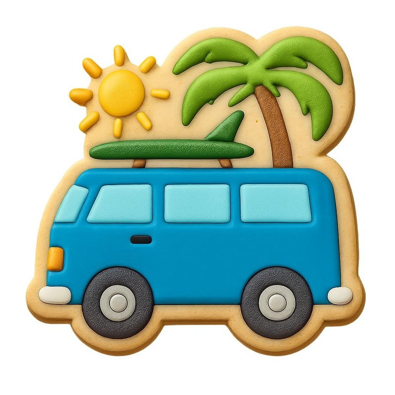 Beachside Van Cookie Cutter & Stamp, Fondant & Clay – 4×3.3