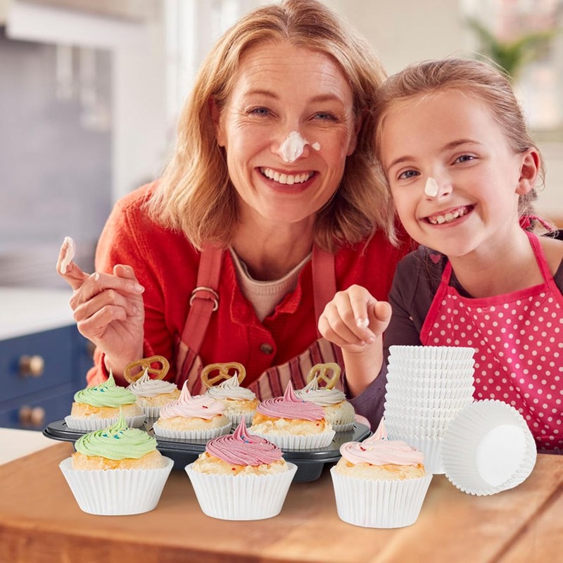 erci 300Pcs Standard White Cupcake Liners for Baking - Odorl gallery