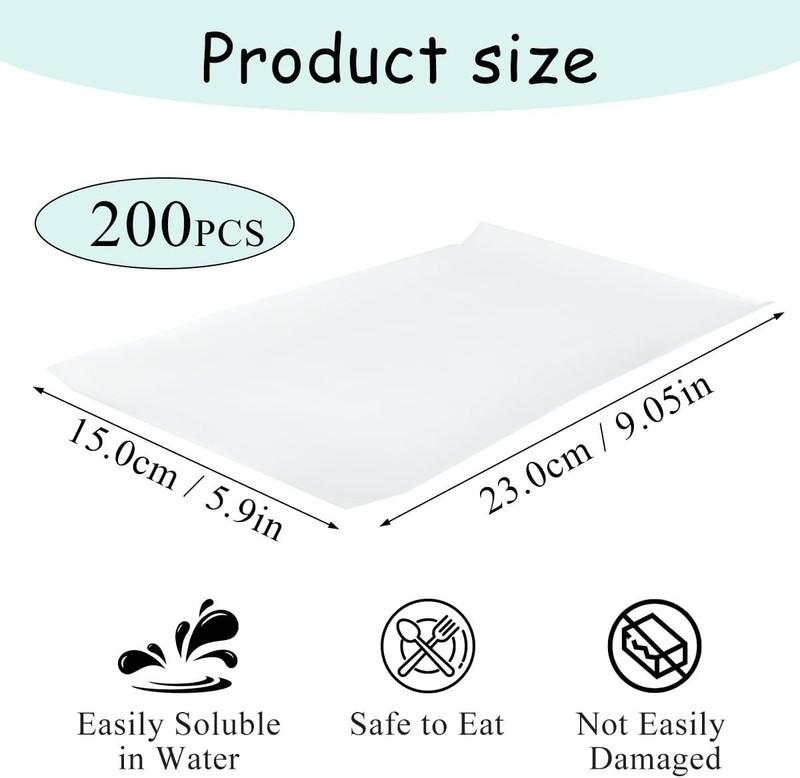 200 Count 6x9 Inch Glutinous Rice Paper - Edible Candy Wrappers for Sweets gallery