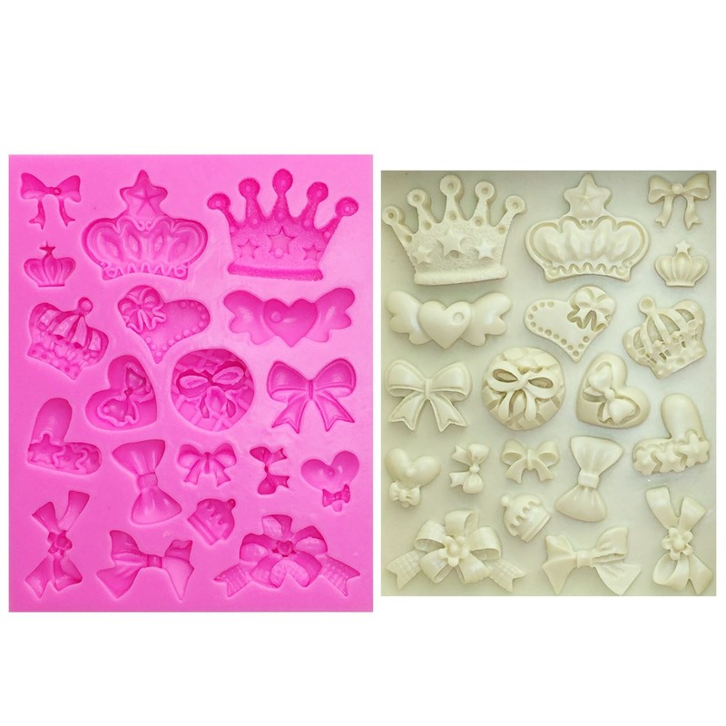 Moule Dessin animé couronne et nœud papillon en Silicone pour gâteau, chocolat
