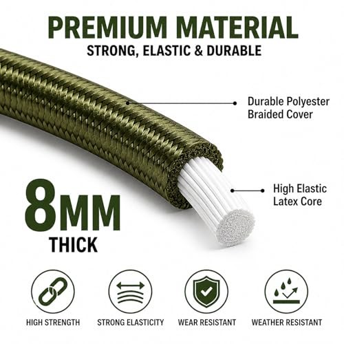 Pcs 51 Inch Bungee Cords with Carabiner Hooks, 8mm Thick High Elastic 1.3M 4 gallery