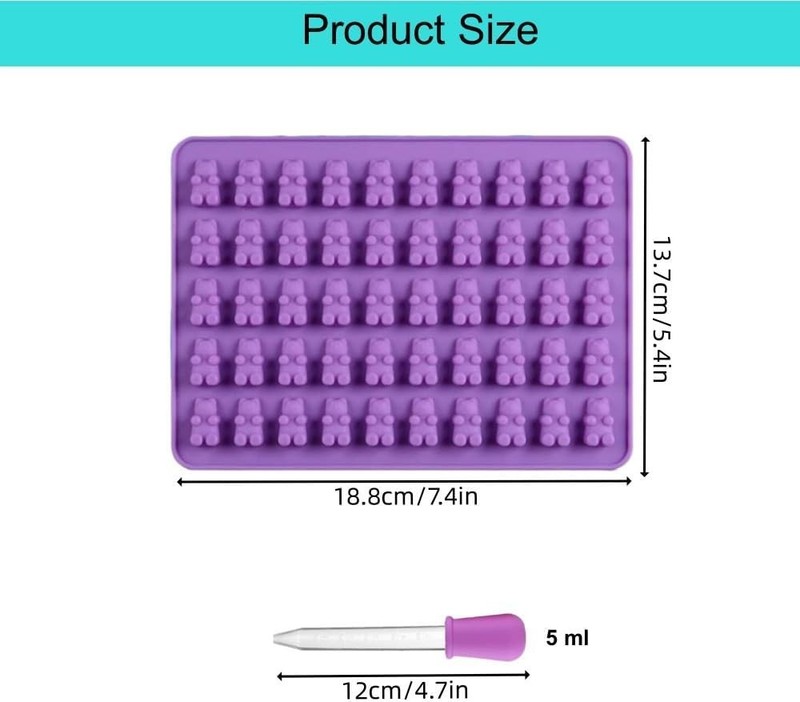 2 Pack Gummy Bear Silicone Mold with Droppers for Candy Chocolate Making gallery