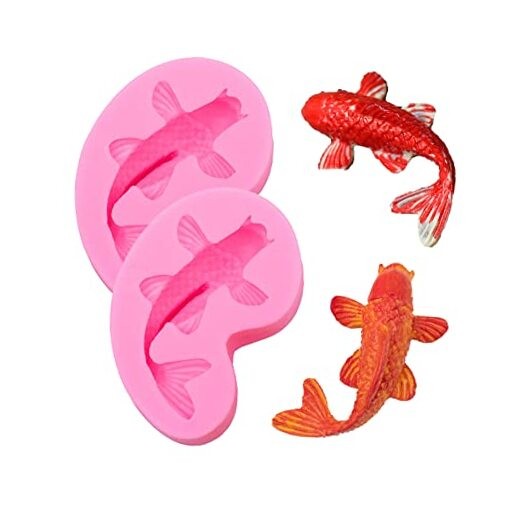 2pcs Mini Koi Fish Silicone Molds for DIY Cake Fondant Biscuit 2pcs Koi Fish
