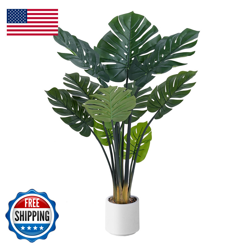 Jocoevol Artificial Monstera Deliciosa Plants 4Ft Faux Monstera Plant White