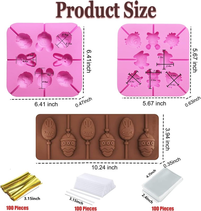 303Pcs Easter Lollipop Molds Set Easter Candy Mold Bunny Eggs Mouse Silicone ... gallery