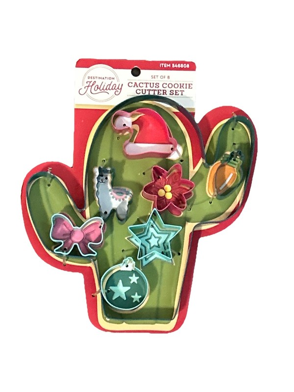8” Cactus Christmas Tree 8 Pc Cookie Cutter Metal Destination Holiday Ornaments gallery
