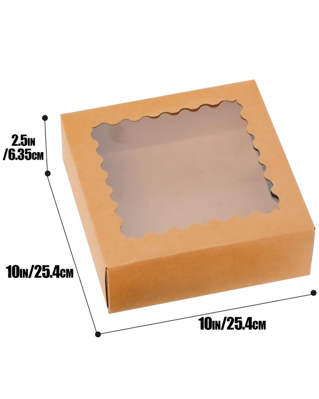 10x10x2.5 Inch Brown Pie Boxes with Window 12Packs Cookie Donut Bakery Box Au... gallery