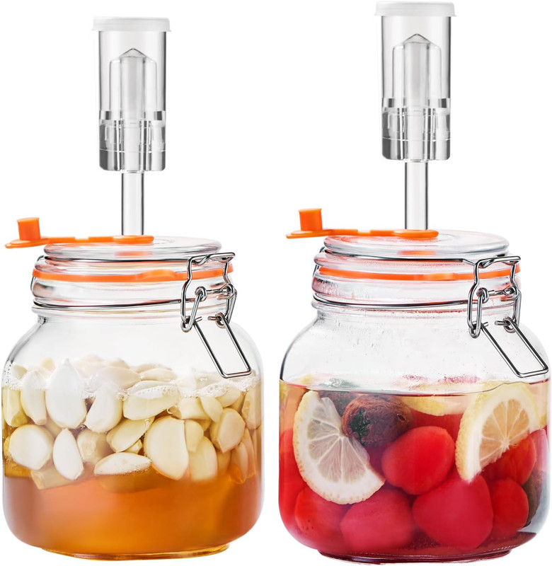 1 Liter Fermentation Jar, Square Glass Fermenting Kit for Making Sauerkraut, Hot gallery