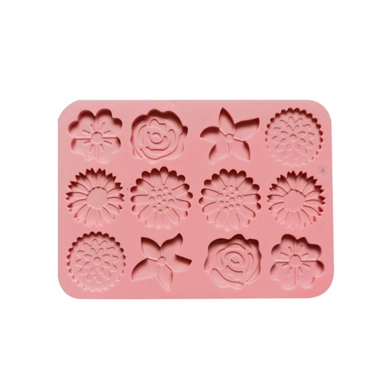 12-Hole Flower-Shaped Silicone Mold Chocolate Cookie Moulds Kitchen Baking Tools