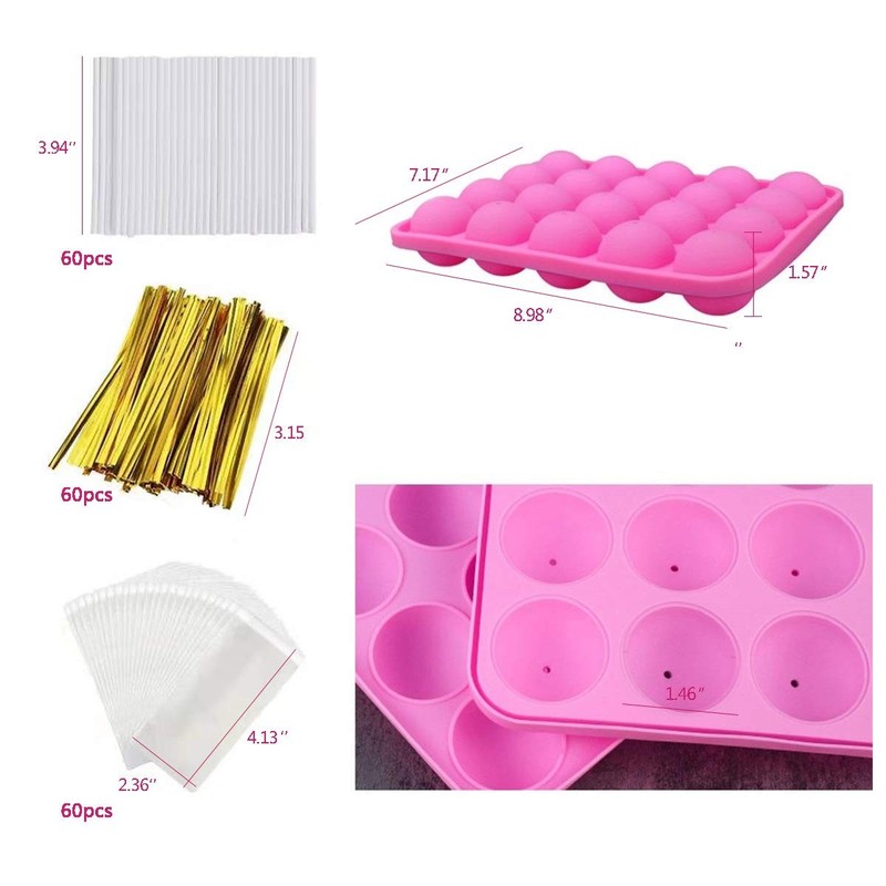 20Cavity Silicone Cake Pop Mold Set Sticks Bags Ties Lollipop Maker Kit gallery