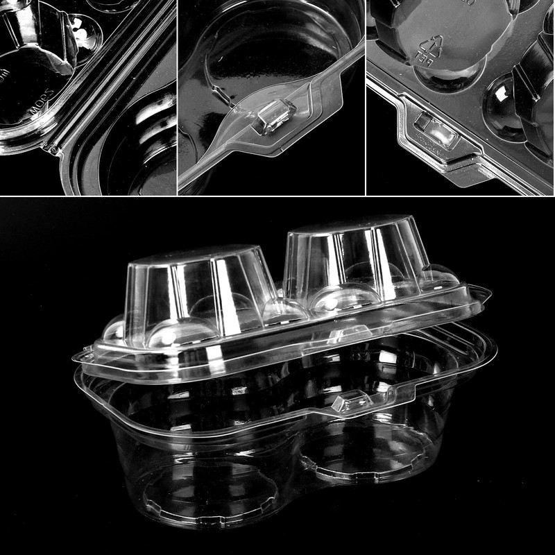 JarThenaAMCS 80 Pack Plastic Cupcake Containers 2-Compartment Clear Boxes Dis... gallery