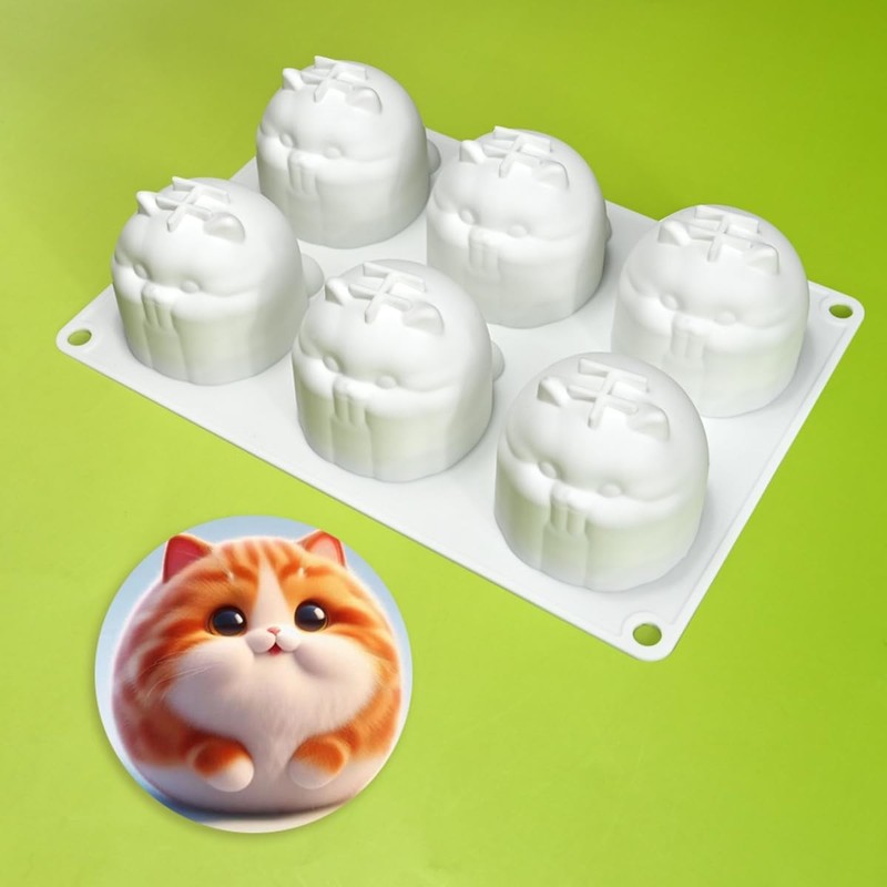 Silicone Baking Molds Cute Fat Cat Mousse Mold for Candy Chocolate Cake Mould…