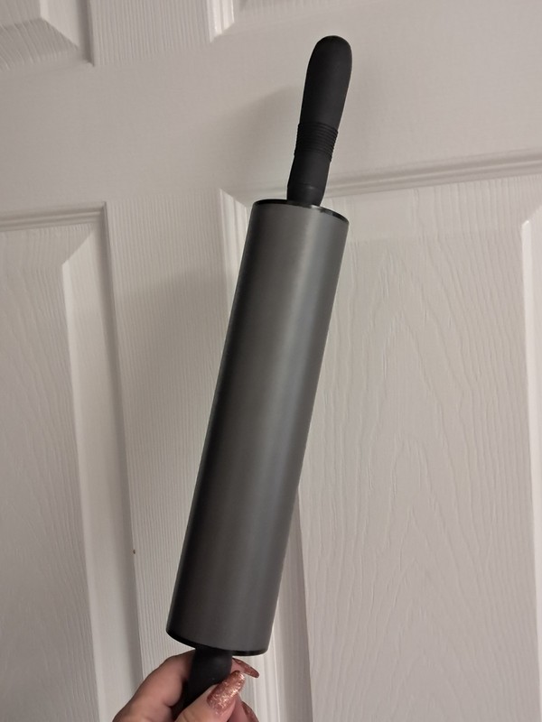 Non-stick Rolling Pin Metal/ Gun Barrel Gray Rubber Groved Handle Grips Weighted
