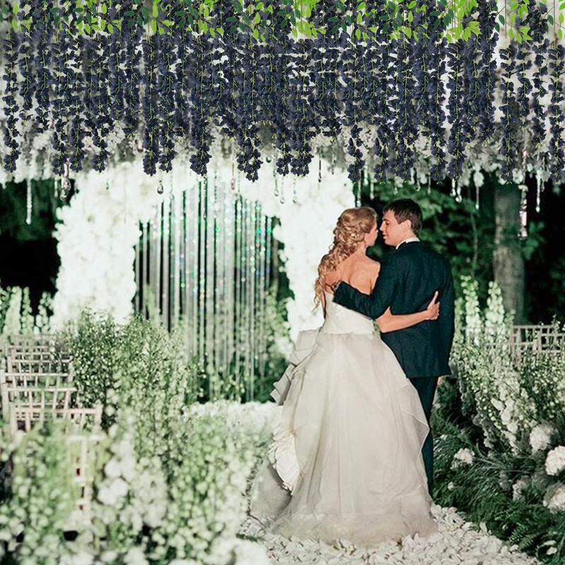 Luzoga 24 Pack Artificial Wisteria Flower Fake Silk Flowers String Vine Ratta gallery