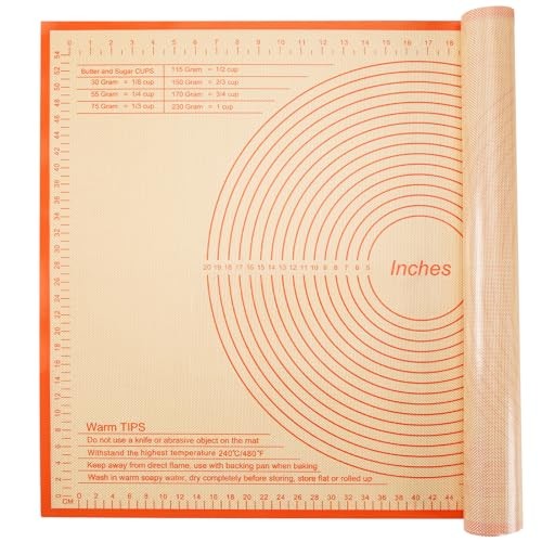 Silicone Pastry Mat 36x24 Inch - Nonstick Baking Mat Perfect 24"L x 36"W Orange gallery