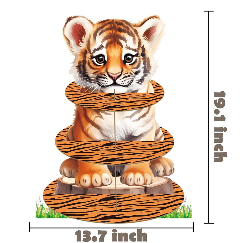 Tiger Cupcake Stand 3Tiers Party Cupcake Holder Tiger Birthday Party Decorati... gallery