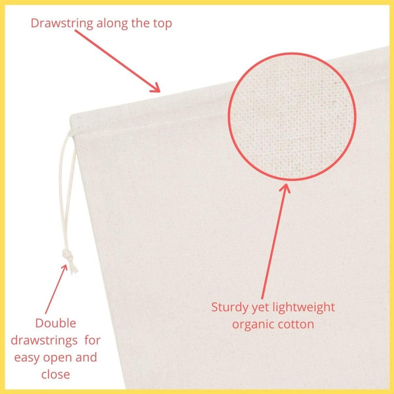 100% Cotton Muslin Drawstring Bags Storage Bag for Pantry Gifts Kitchen Wardr... gallery