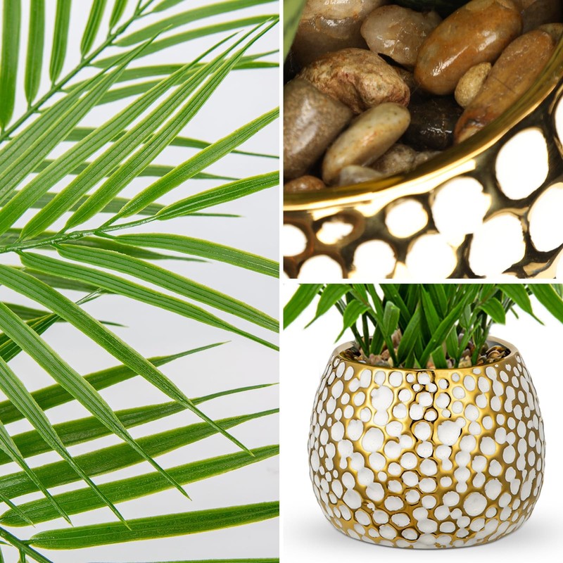 Briful Fake Plants 15 Faux Palm Plant In Gold-White Pot Realistic Artificial gallery