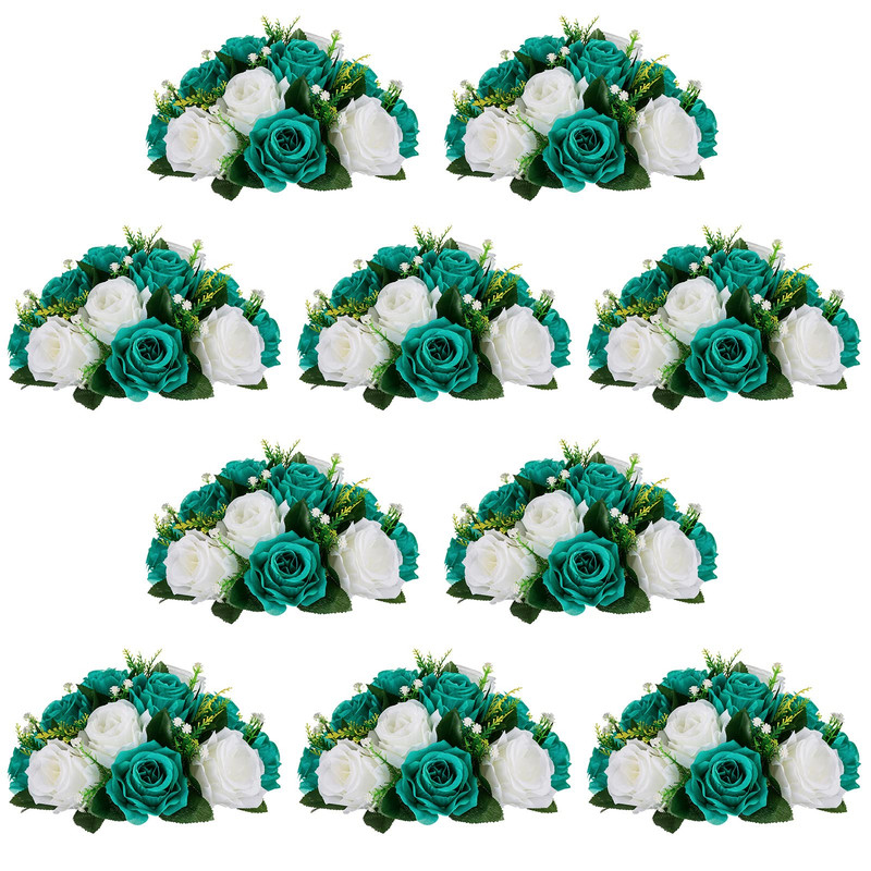 Nuptio Flower Wedding Centrepieces For Tables – 10 Pcs 9.5In Diameter Teal
