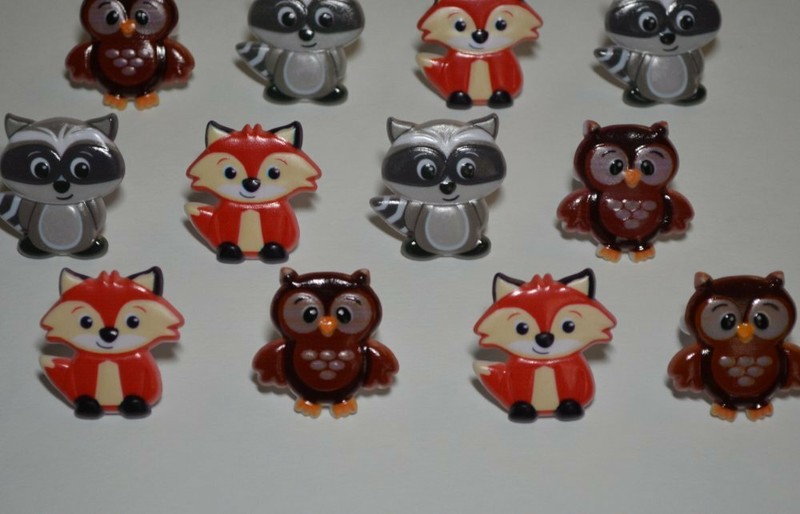 12 Woodland Animal Cup Cake Rings Bday Topper Decoration Party Favor Fox Owl