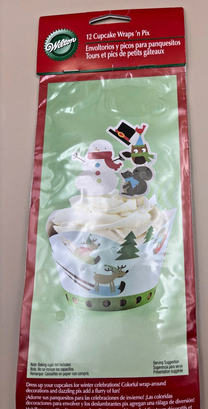 Lot of 12Wilton Wraps 'n pix Snowman+12 French Xmas cupcake wrap+ 2 Cupcake boxs gallery