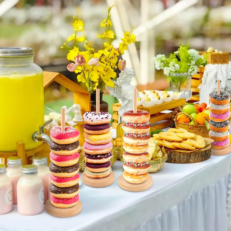 Farmhouse Donut Stand for Dessert Table 4 PCS, Donut Holder Stand, Bagel Holder gallery