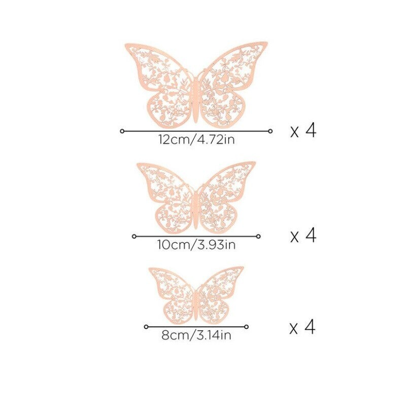 12PCS Gold New 3D Butterfly Cake Topper Metal Texture Wedding Cake Decorations gallery