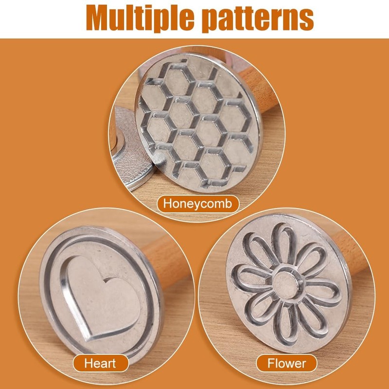 Cookie Stamps, 3PCS Metal Biscuit Press Mold with Wooden Handle for DIY Bakin... gallery