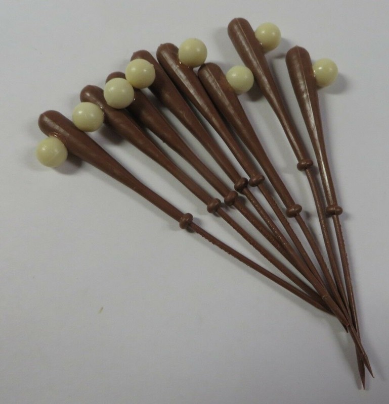 Vintage Wilton Lot BASEBALL BAT & BALL Cupcake Picks Cake Decorations Toppers