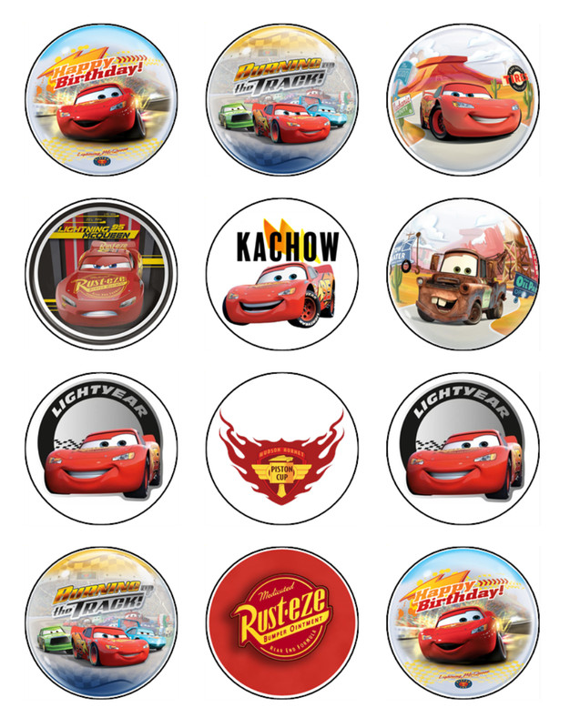Lightning McQueen Edible Icing Cupcake Toppers Cars Cake Decorations (2 Sizes) gallery